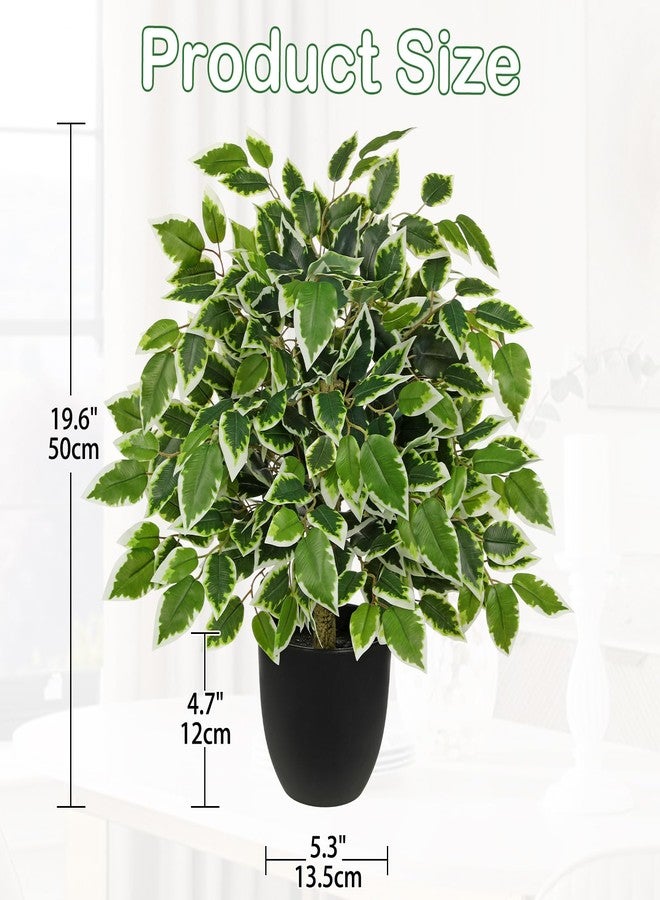 GnFlus Fake Plant 19.6'' Small Artificial Plants Indoor Ficus Fake Potted Plant with 28 Branches Faux Tropical Silk Plants for Home Living Room Desk Office Table Kitchen Counter Shelf Décor - Image 2