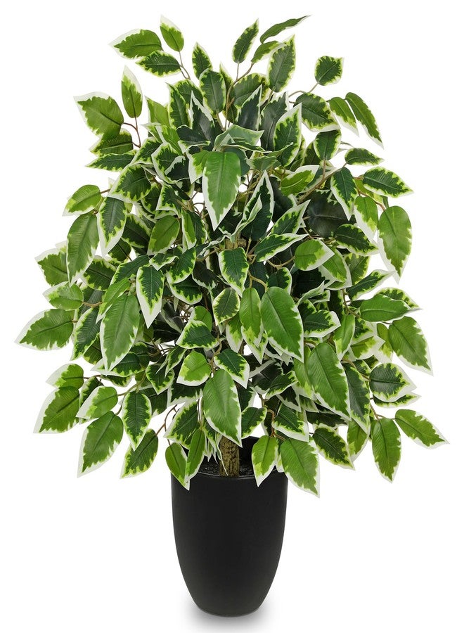 GnFlus Fake Plant 19.6'' Small Artificial Plants Indoor Ficus Fake Potted Plant with 28 Branches Faux Tropical Silk Plants for Home Living Room Desk Office Table Kitchen Counter Shelf Décor - Image 1