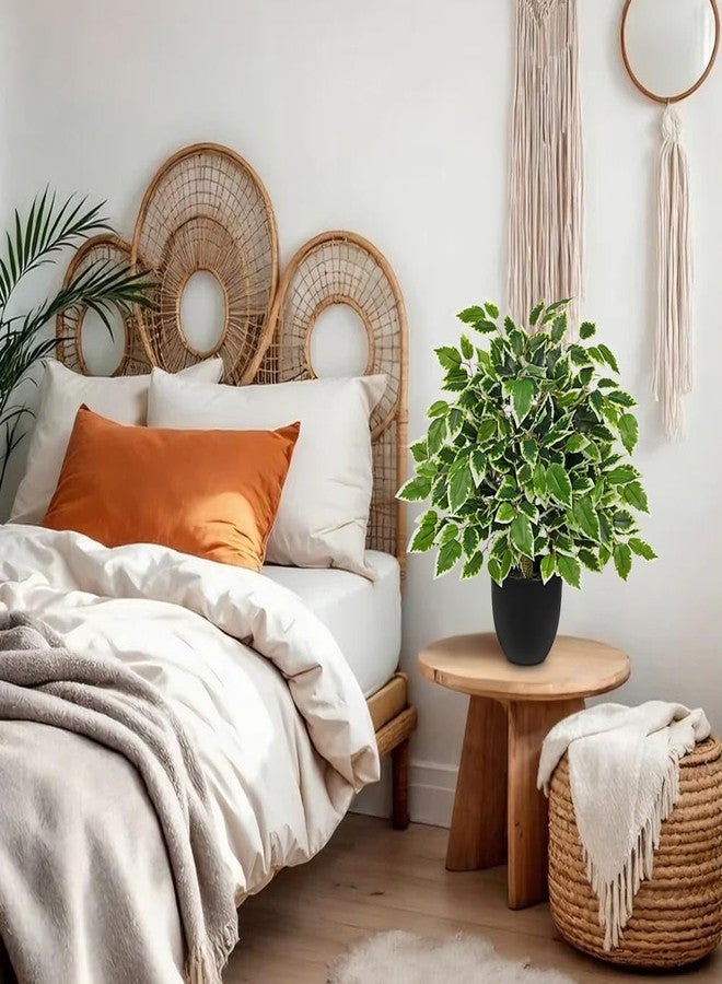 GnFlus Fake Plant 19.6'' Small Artificial Plants Indoor Ficus Fake Potted Plant with 28 Branches Faux Tropical Silk Plants for Home Living Room Desk Office Table Kitchen Counter Shelf Décor - Image 4