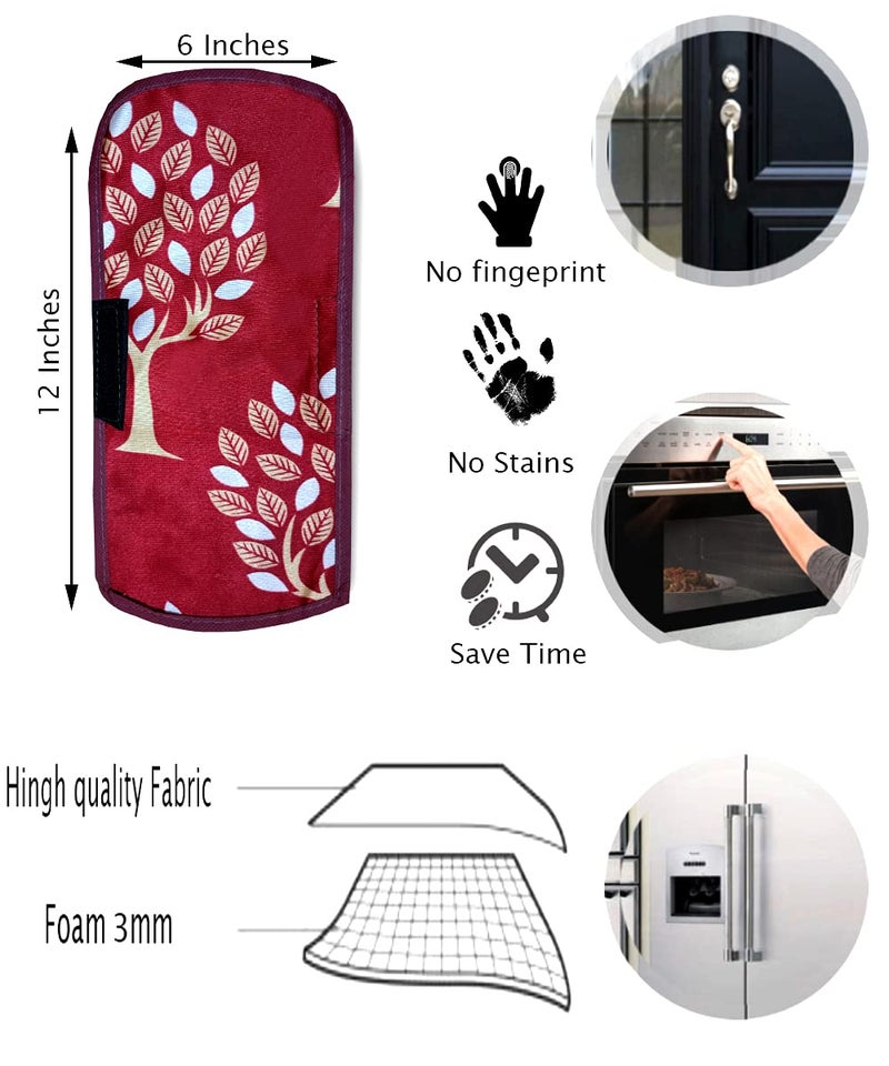 KANUSHI Industries® Fridge Covers/Refrigerator Cover + 1 Pc Handle Cover + 1 Pc Microwave/Oven Cover For Top (Color- MAROON)(FRI+MICRO-MAROON-TREE+1 HANDLE) - Image 4