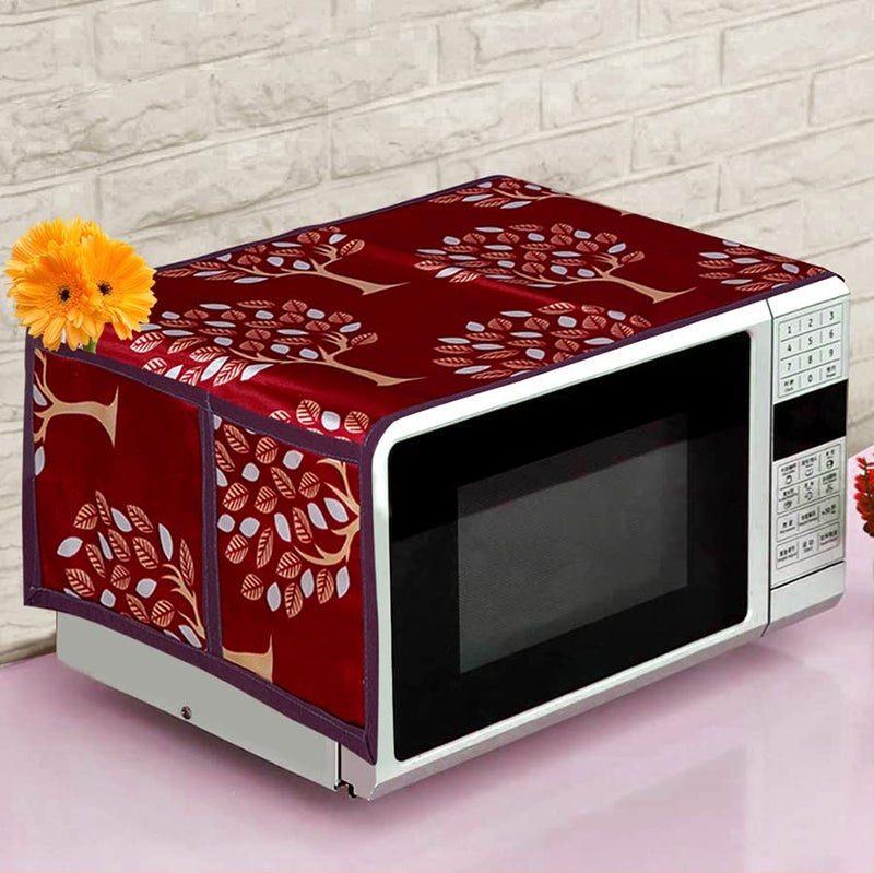 KANUSHI Industries® Fridge Covers/Refrigerator Cover + 1 Pc Handle Cover + 1 Pc Microwave/Oven Cover For Top (Color- MAROON)(FRI+MICRO-MAROON-TREE+1 HANDLE) - Image 3