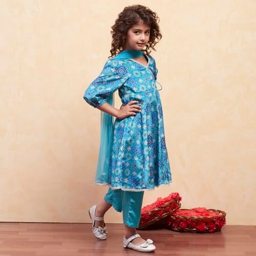 Biba Girls Turquoise Polyester Flared Suit Set_12-13 Year - Image 3