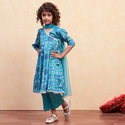 Biba Girls Turquoise Polyester Flared Suit Set_12-13 Year - Image 2