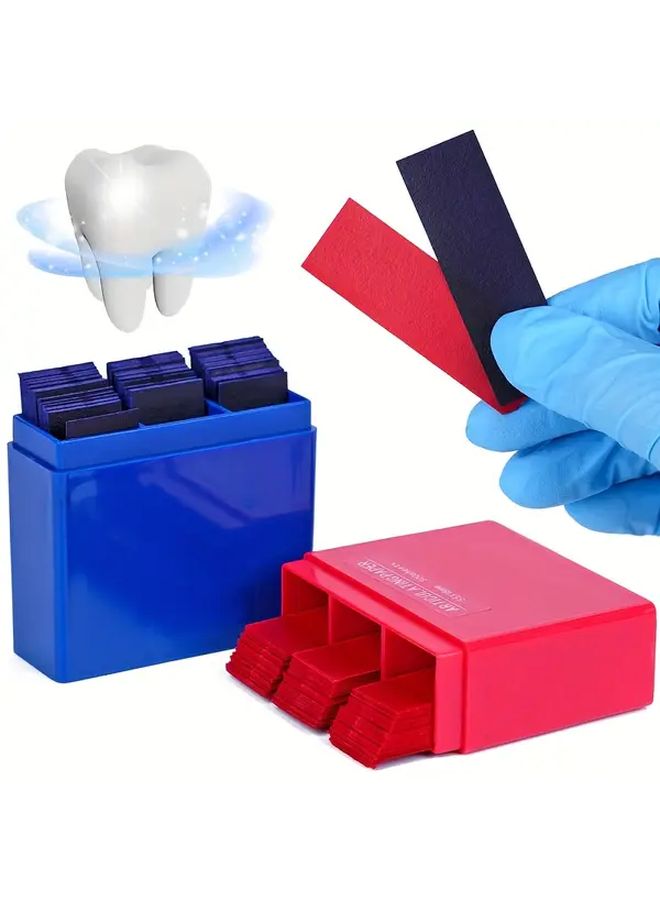 2 Boxes Dental Bite Paper Strips 600pcs Red Blue Oral Consumables Blending Paper - Image 1