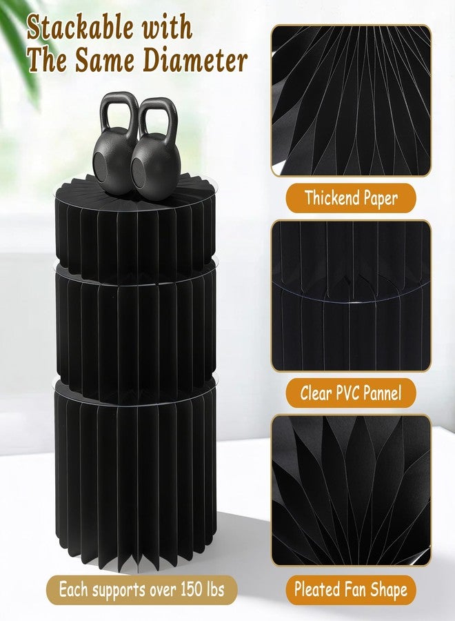 Youjoitim 5Pack Buffet Risers Display Stands Foldable Food Risers for Buffet Table Tall Cake Cupcake Stands Cardboard Cylinder Stand Dessert Table Display Set for Catering Jewelry Wedding Party Decor (Black) - Image 3