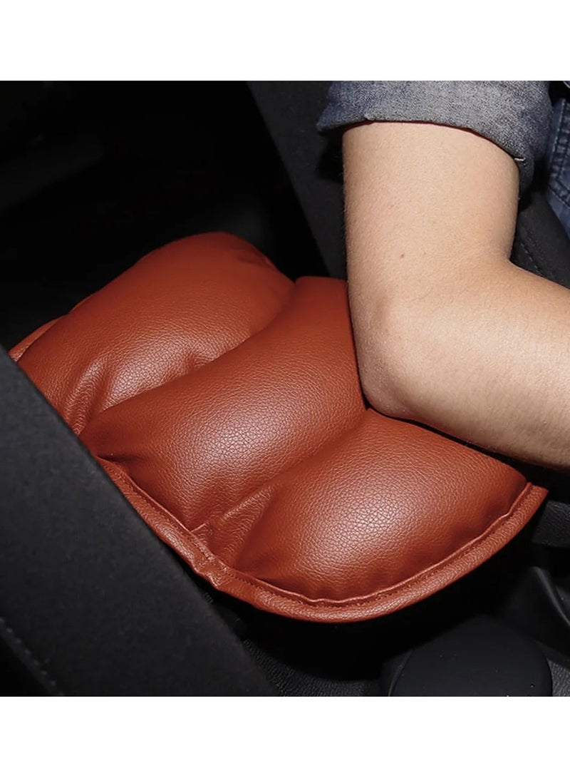 Comfortable Car Center Console Armrest Cover, Soft Leather Car Console Cover, Car Interior Center Console Pad for Driver or Passenger Arms, Compatible with All Cars (Brown) - Image 2