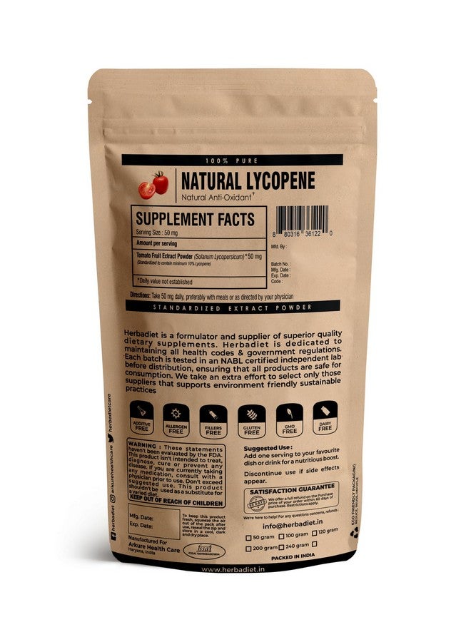Herbadiet Natural Lycopene Powder|25 Gram|10% Tomato Extract Supplement|Rich In Antioxidant, Natually Occuring Cartenoid - Image 2