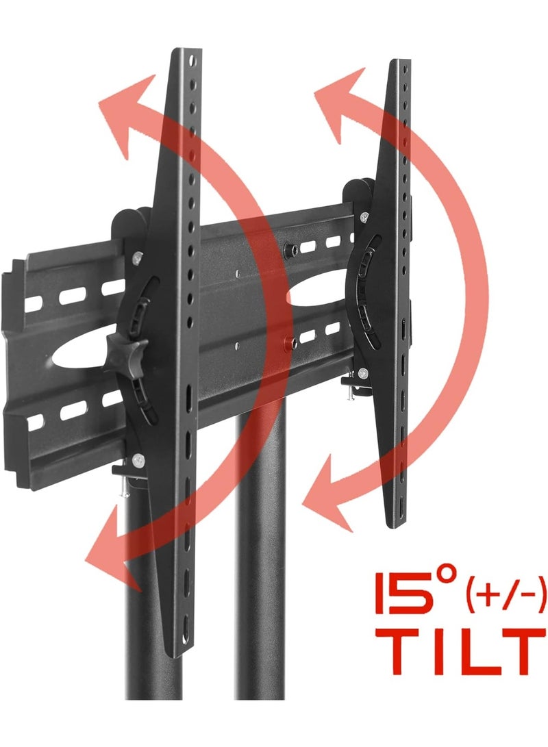 Rolling TV Stand Mobile TV Cart for 32-65 inch Plasma Screen, LED, LCD, OLED, Curved TV's - Universal Mount with Wheels - Image 2