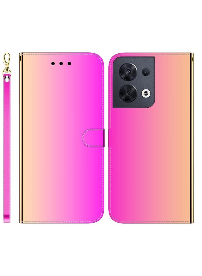 اس-توب جراب هاتف OPPO Reno8 مصنوع من الجلد الصناعي بسطح مرآة مقلد - Image 1