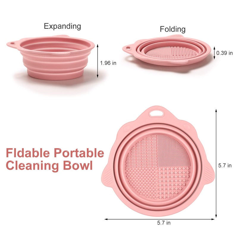 Etercycle Foldable Silicone Makeup Brush Cleaner Bowl - Etercycle Portable Cleaning Tool for Brushes, Powder Puffs, and Sponges (Pink) - Image 4