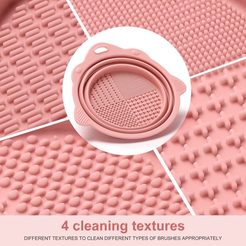 Etercycle Foldable Silicone Makeup Brush Cleaner Bowl - Etercycle Portable Cleaning Tool for Brushes, Powder Puffs, and Sponges (Pink) - Image 3