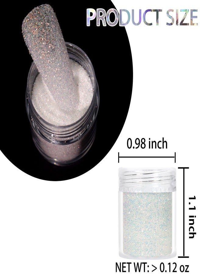 Laza White Nail Shimmer Snow Powder Diamond Dust Ultra-fine Sequins PET Flakes Pixie Sparkle Fairy Shiny Nail Art Decoration Sugar Glitter for French Manicure - Image 3