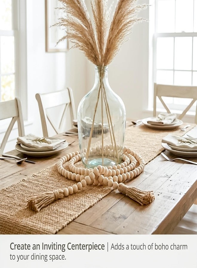 RAINFLOW Wood Bead Garland with Tassels - 2PCS Farmhouse Boho Country Decorative Beads Home Decor, Natural Color, 14mm 84 Round Beads Wall Hanging Decor 50inch - Image 5