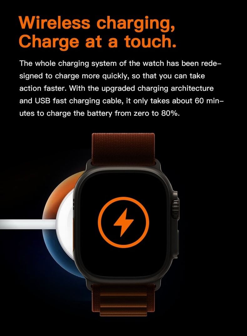 AROAQ Wireless Charging Bracelet And Earphone Ultra Smart Watch 9 SUIT Waterproof Heart Rate Blood Pressure Monitor Healthy Life Sport Long Standby IOS Android - Image 4