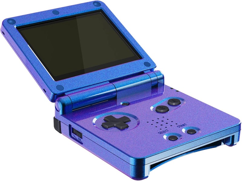 eXtremeRate غلاف استبدال مخصص لامع بلون الحرباء الأرجواني والأزرق من eXtremeRate، جاهز لشاشة IPS، لجهاز Gameboy Advance SP GBA SP – متوافق مع شاشات IPS والشاشات القياسية – لا يشمل الجهاز أو الشاشة - Image 3