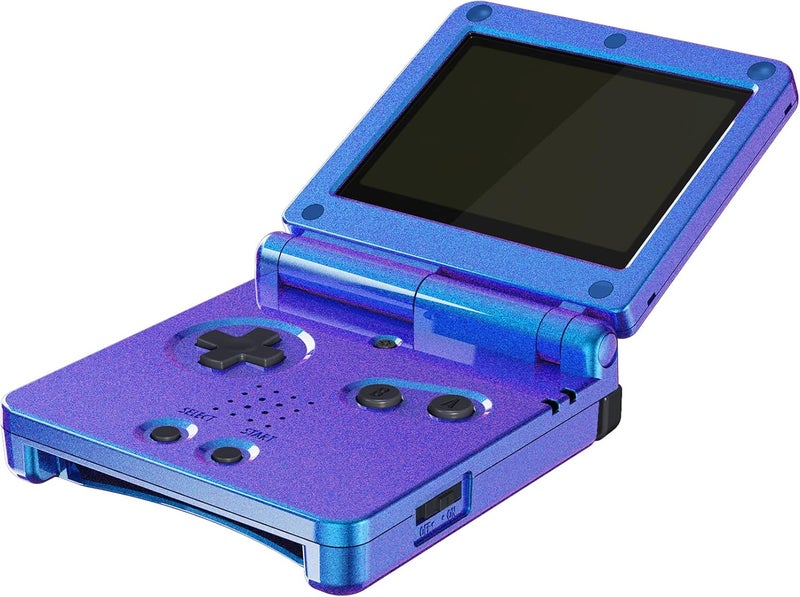 eXtremeRate غلاف استبدال مخصص لامع بلون الحرباء الأرجواني والأزرق من eXtremeRate، جاهز لشاشة IPS، لجهاز Gameboy Advance SP GBA SP – متوافق مع شاشات IPS والشاشات القياسية – لا يشمل الجهاز أو الشاشة - Image 4