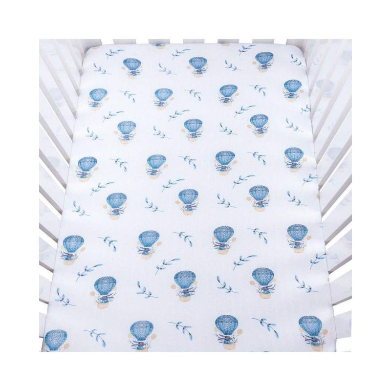 Theoni 100% Organic Cotton Muslin Cappadocia Dreams Blue Fitted Crib/Cot Sheets (Cappadocia Dream Blue) - Image 1