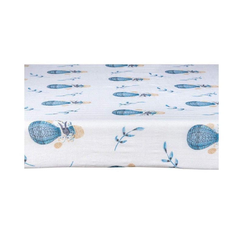 Theoni 100% Organic Cotton Muslin Cappadocia Dreams Blue Fitted Crib/Cot Sheets (Cappadocia Dream Blue) - Image 3