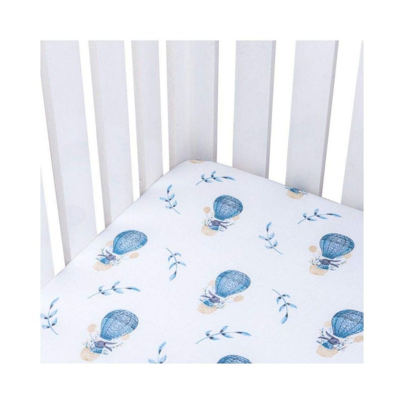 Theoni 100% Organic Cotton Muslin Cappadocia Dreams Blue Fitted Crib/Cot Sheets (Cappadocia Dream Blue) - Image 2