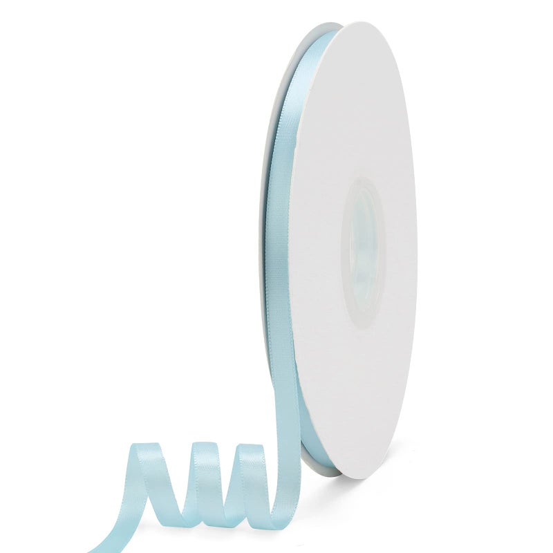 Ewaymado Solid Color Light Blue Double Faced Satin Ribbon 14 X 50 Yards Fabric Ribbons Perfect for Wedding and Party DecorationGift Wrapping Sewing Crafts