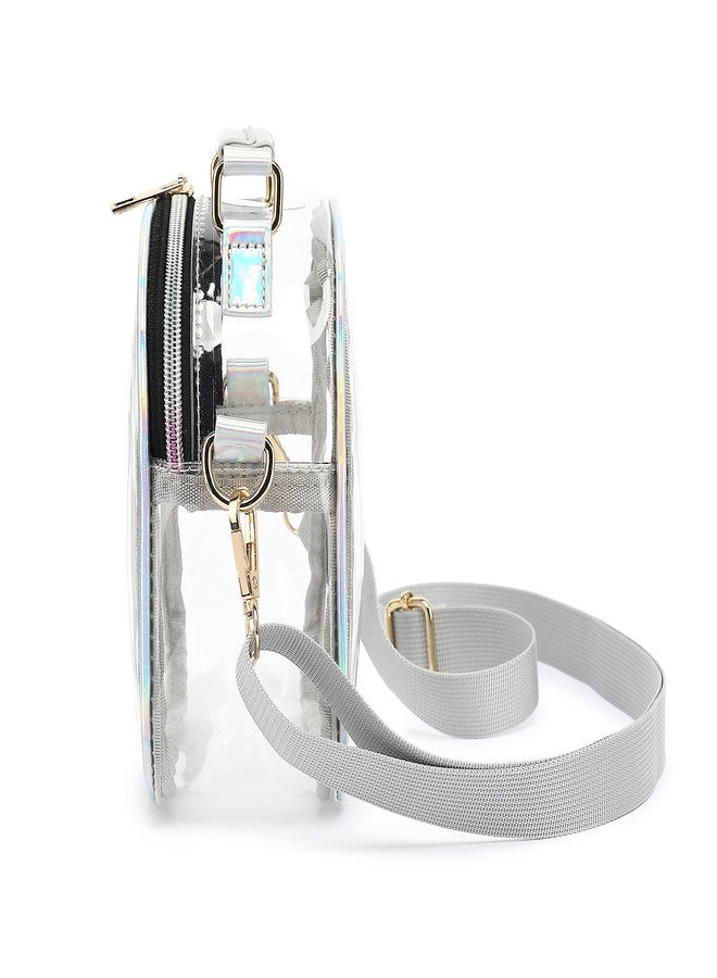 LOXOMU Clear Purses for Women Stadium, Small Clear Crossbody Bag with Adjustable Stap, Cute Handbag Clear Bag Stadium Approved with Shiny Rainbow Zippers - Image 5