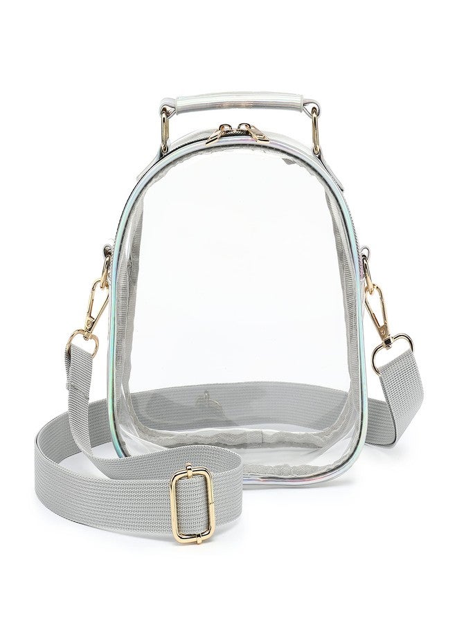 LOXOMU Clear Purses for Women Stadium, Small Clear Crossbody Bag with Adjustable Stap, Cute Handbag Clear Bag Stadium Approved with Shiny Rainbow Zippers - Image 4