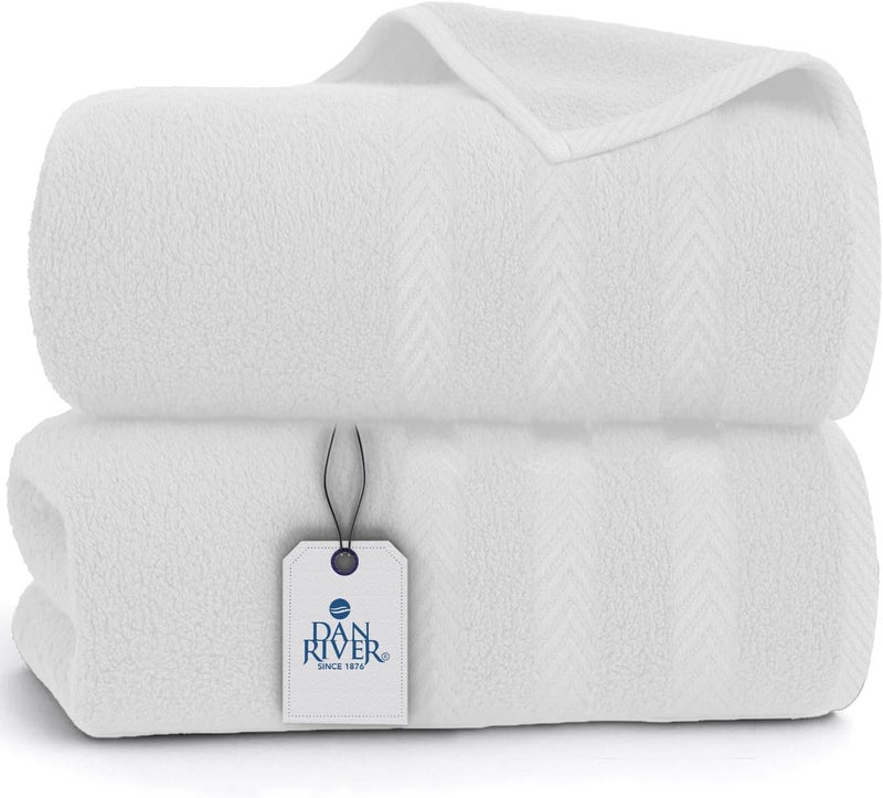DAN RIVER 2 Pack Luxury Bath Sheets 35x70, 600 GSM, Soft & Quick Dry 100% Ring Spun Cotton Towels Ideal for Hotels, Spas, Gyms & Salons Extra Large, White - Image 1