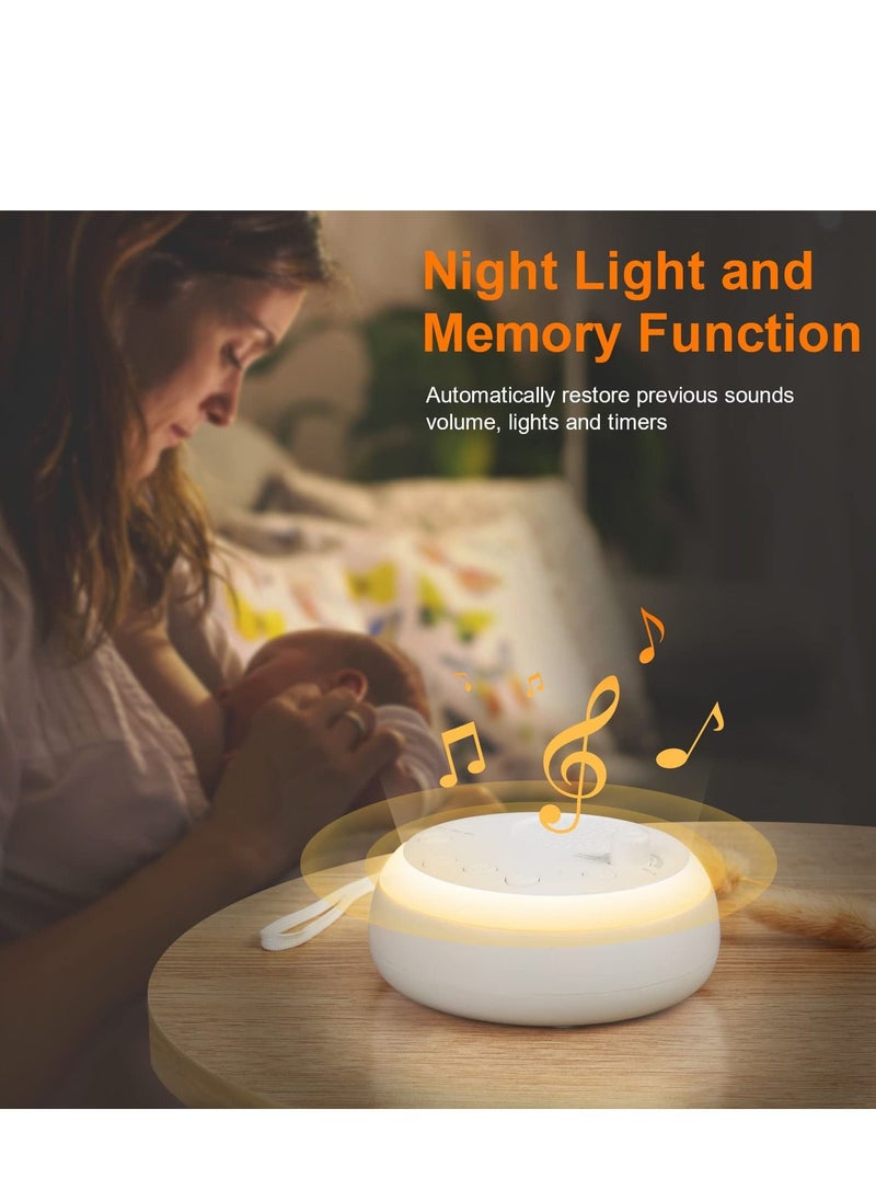 Portable Sleep Sound Machine for Baby Adult, 16 Soothing Sound Noise Maker with Night Light, Travel White Noise Machine Features Battery, 3 Sleep Timer & Memory Function, Sound Therapy