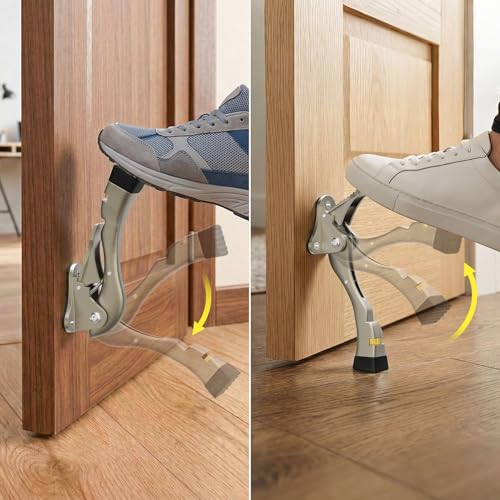 Gotega Door Stopper 1 Pack Kickdown Door Stop for Bottom of Door Adjustable Height and Rubber Tip 4 Inches Heavy Duty Door Stops Kickdown Doorstopper Door Holder Satin Nickel - Image 3