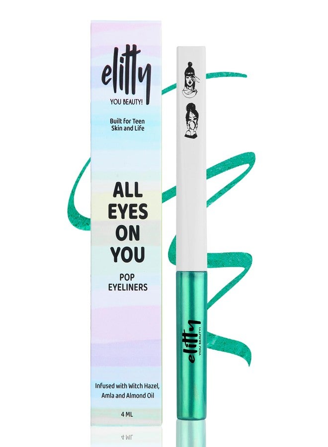 Elitty Waterproof Eyeliner- 4g Emerald Green Colour With Intense Metallic Finish|Smudge Proof,Long Lasting Liquid Liner For Eye Makeup|Quick Drying Formula With Fine Tip For Smooth,Precise Application - Image 1