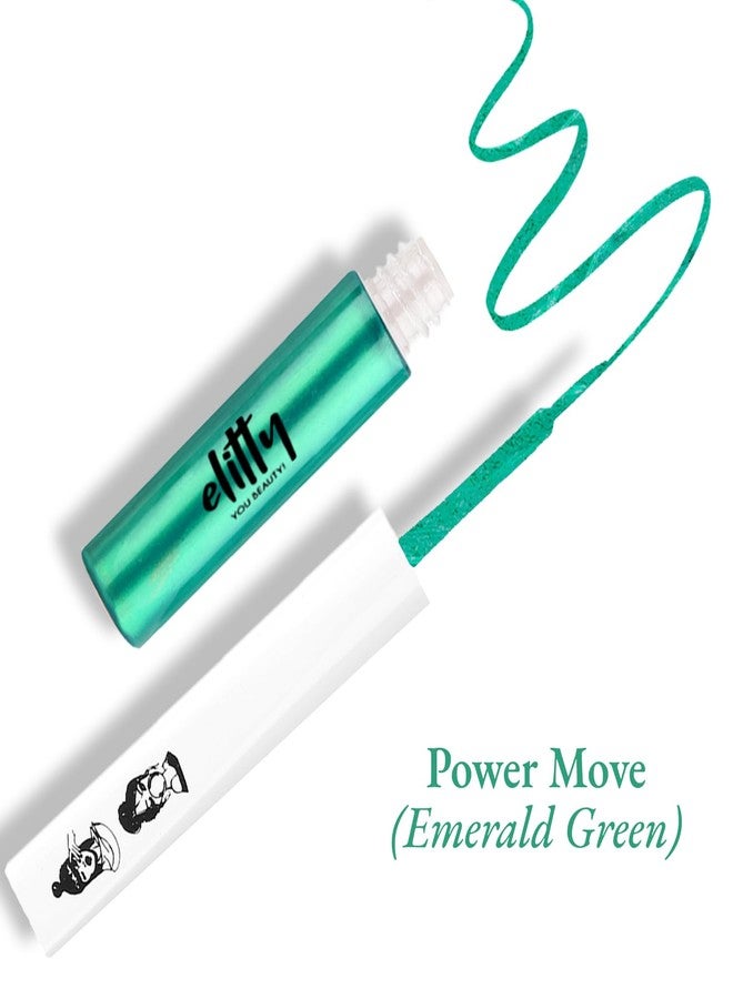 Elitty Waterproof Eyeliner- 4g Emerald Green Colour With Intense Metallic Finish|Smudge Proof,Long Lasting Liquid Liner For Eye Makeup|Quick Drying Formula With Fine Tip For Smooth,Precise Application - Image 2