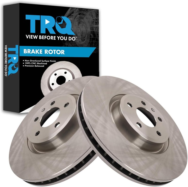 TRQ Front Brake Rotor Set Vented Compatible with 2017-2018 Audi Q7 2020-2024 Q5 2020-2023 Q5 PHEV 2018-2024 S4 S5 S5 Sportback SQ5 2021-2024 SQ5 Sportback - Image 1