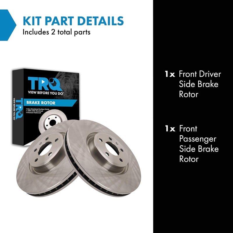 TRQ Front Brake Rotor Set Vented Compatible with 2017-2018 Audi Q7 2020-2024 Q5 2020-2023 Q5 PHEV 2018-2024 S4 S5 S5 Sportback SQ5 2021-2024 SQ5 Sportback - Image 2
