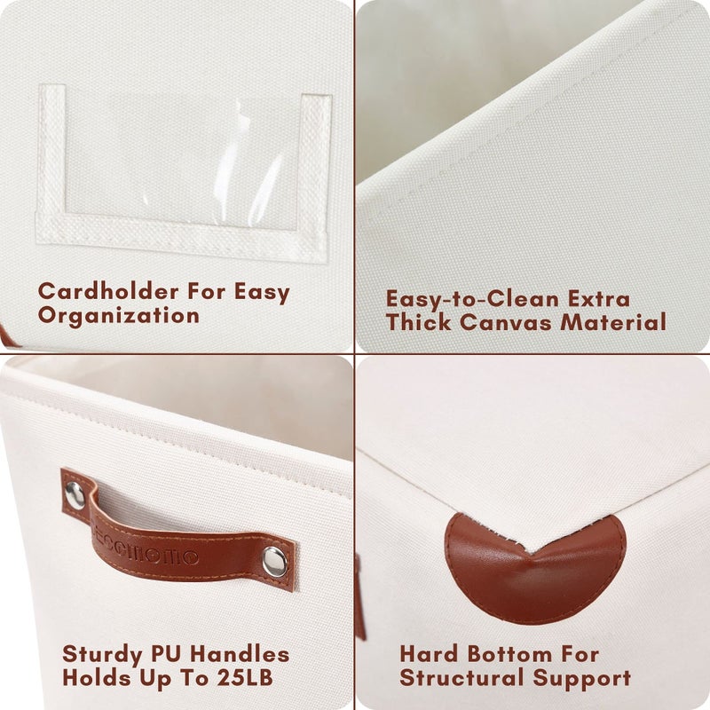 DECOMOMO White Storage Bins Fabric Storage Baskets for Shelves & Linen Closet Organization (Creamy White W/ Label holder, Large - 3 Pack) - Image 4
