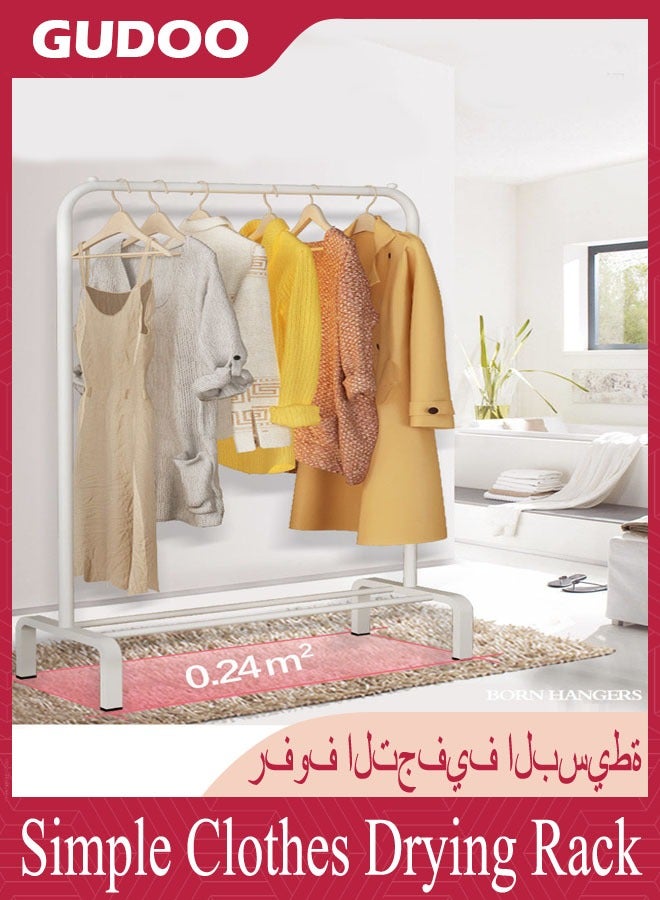 GUDOO رف تجفيف الملابس بسيط ورف أحذية معدني يعلق على الأرض لتخزين الملابس في غرفة النوم داخل المنزل بأبعاد 150x105x45 سم باللون الأسود.  - Image 3