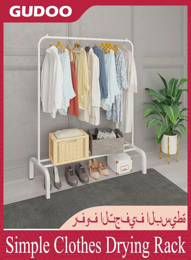 GUDOO رف تجفيف الملابس بسيط ورف أحذية معدني يعلق على الأرض لتخزين الملابس في غرفة النوم داخل المنزل بأبعاد 150x105x45 سم باللون الأسود.  - Image 5