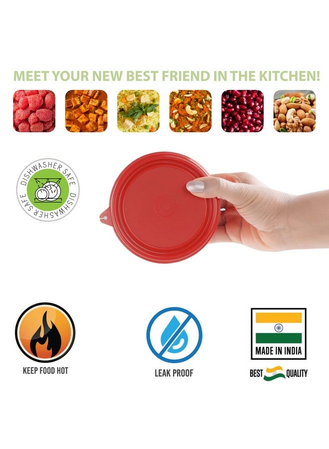 oliveware oliveware SOPL (Logo) with Device Benny Containers with BPA Free Airtight Lid, Inside Steel Container, Microwave Safe & Leak Proof, Home & Office Use, Set of 2 (450ml) - Red - Image 3