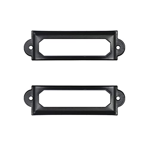 Adiyer 40pcs Black Metal Label Holders Office Library File Drawer Cabinet Card Tag Label Holder Metal Frame 60mm x 17mm - Image 1