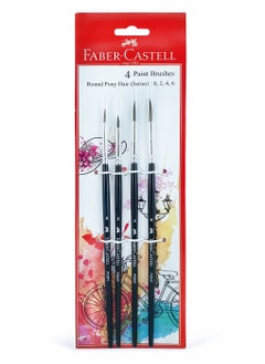 FABER-CASTELL Faber Castell Paint Brush - Pony Flat, Pack of 4 (Size 1, 2, 4 and 6)  - Image 1