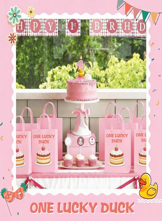 Conelist Pink Duck 1 Candle for First Birthday Pink Number 1 Candle Yellow Duck Glitter One Cake Topper for Cute 1st Party Supplies Anniversary Decorations - Image 4