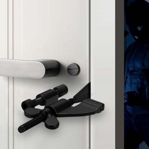 INIRET 2 Pack Black Adjustable Heavy Duty Portable Door LockSecurity Device for Enhanced Safetyfor HomeTravelHotelsApartments Prevents Unauthorized EntryNo DrillSilicone Protector Caps Included - Image 1