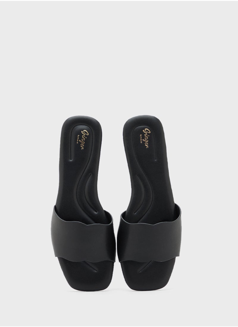 Ginger Scallop Design Flat Sandal  - Image 3