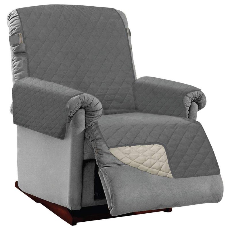 Sofa Shield Sofa Shield Recliner Slip Cover with Patented Strap  Cushion Protector  Reversible Stain and Dog Tear Resistant Slipcover  Quilted Microfiber 25  Seat  Washable Covers for Dogs Pet Kids Charcoal Linen - Image 1