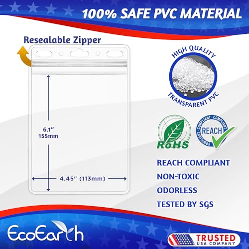 EcoEarth 4x6 Inch Passport & Card Holders (Clear, 10 Pack), Extra Large (XXL) Vertical ID Holder, Resealable and Waterproof Identification Name Card Holder - Image 2