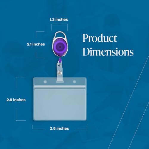 Will Well 2 Pack Id Badge Holder With Clip – Transparent Purple Badge Reels with Id Sleeves Set – Clear Id Card Holder Retractable – Vertical Lanyard ID Holder with Badge Reel – Badge Holders with 24" Pull Cord - Image 5