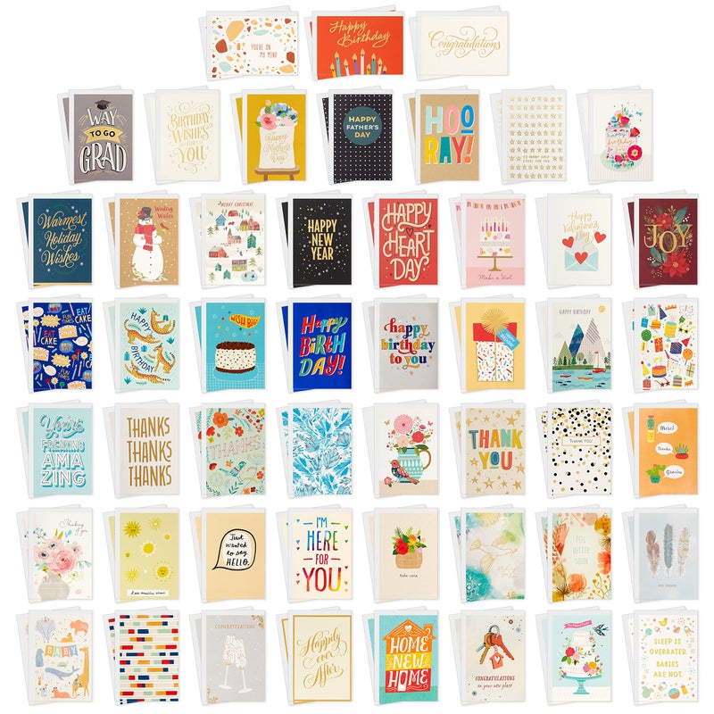 Hallmark All Occasion Boxed Set of Assorted Blank Greeting Cards with Card Organizer (Pack of 100)-Birthday  Thank You  Congratulations  Wedding  Baby  Thinking of You  Sympathy - Image 3