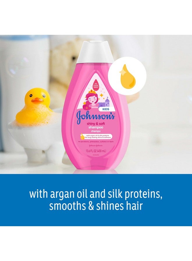 Johnson's Baby Johnson'S Kids Shiny & Soft Tear-Free Kids' Shampoo With Argan Oil & Silk Proteins, Hair Wash Gently Cleanses & Boosts Natural Shine & Softness, Hypoallergenic, Sulfate-Free, 13.6 Fl. Oz - Image 4