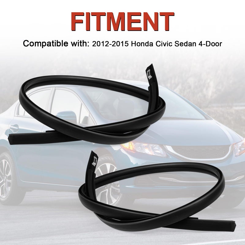 AUTOBABA 2Pcs Roof Trim Molding Kit Compatible with Honda Civic Sedan 4-Door 2012 2013 2014 2015 Left & Right Side Rubber Roof Moulding Drip Stripping Replace# 74316TR0A01 74306TR0A01 74316TR0A11 74316TR0A12 - Image 2