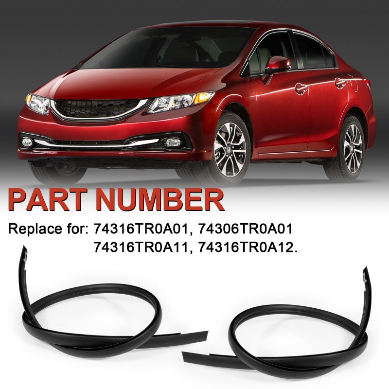 AUTOBABA 2Pcs Roof Trim Molding Kit Compatible with Honda Civic Sedan 4-Door 2012 2013 2014 2015 Left & Right Side Rubber Roof Moulding Drip Stripping Replace# 74316TR0A01 74306TR0A01 74316TR0A11 74316TR0A12 - Image 3