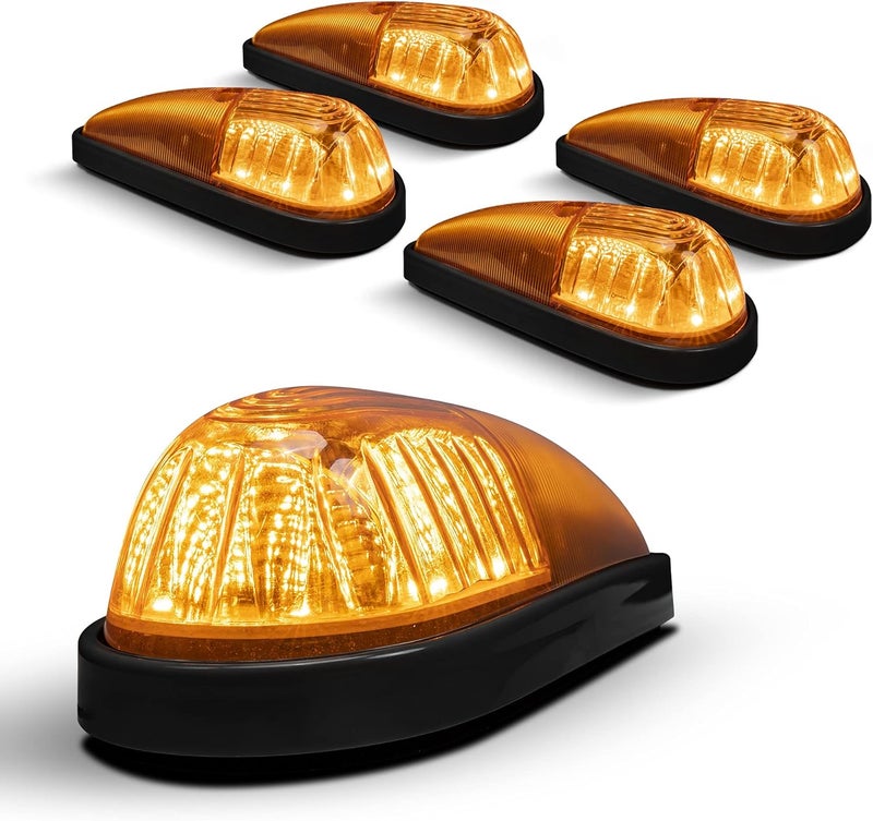ONLINE LED STORE TRUE MODS Amber LED Teardrop Cab Marker Light Kit - Black Base - Universal Fit for Trucks, RVs, and Vans - Image 1